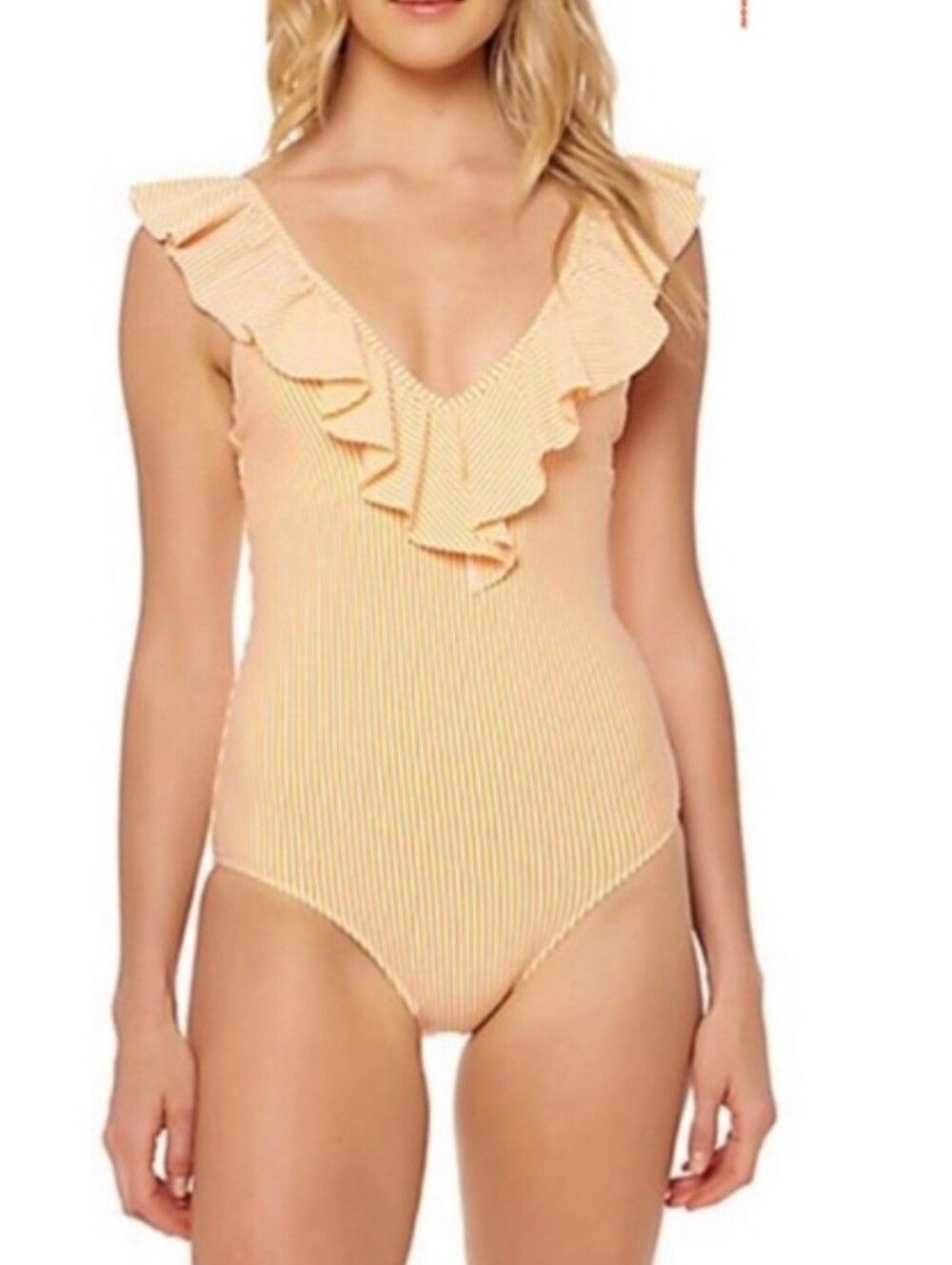 Jessica Simpson Tangerine Orange Ruffle V-Neckline Size Large